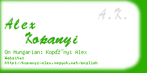alex kopanyi business card